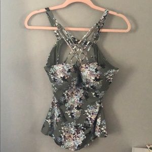 Floral Army Green Tankini